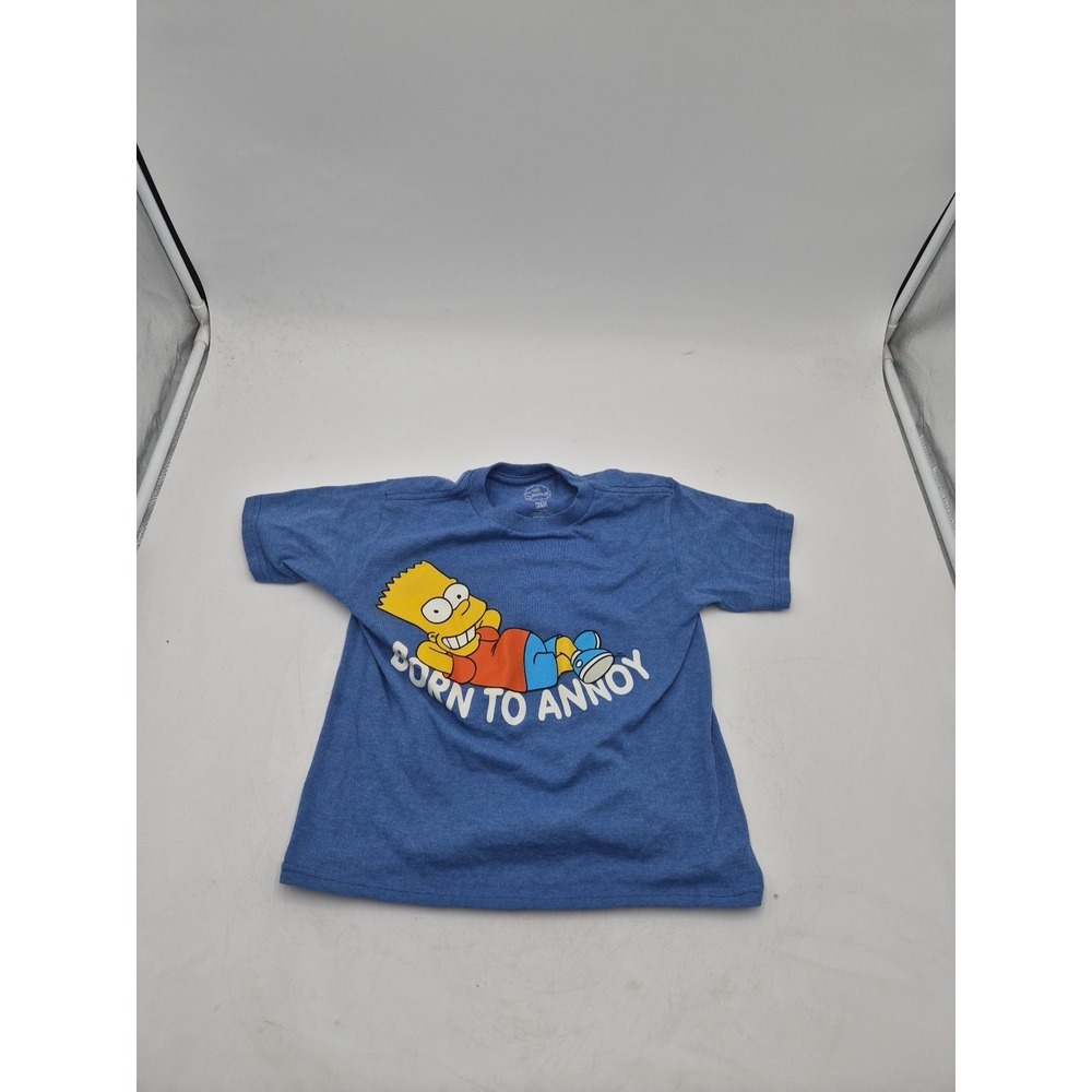 The Simpson's Bart Simpson Born To Annoy Boys Cartoon Show Blue T-Shirt Size Xs